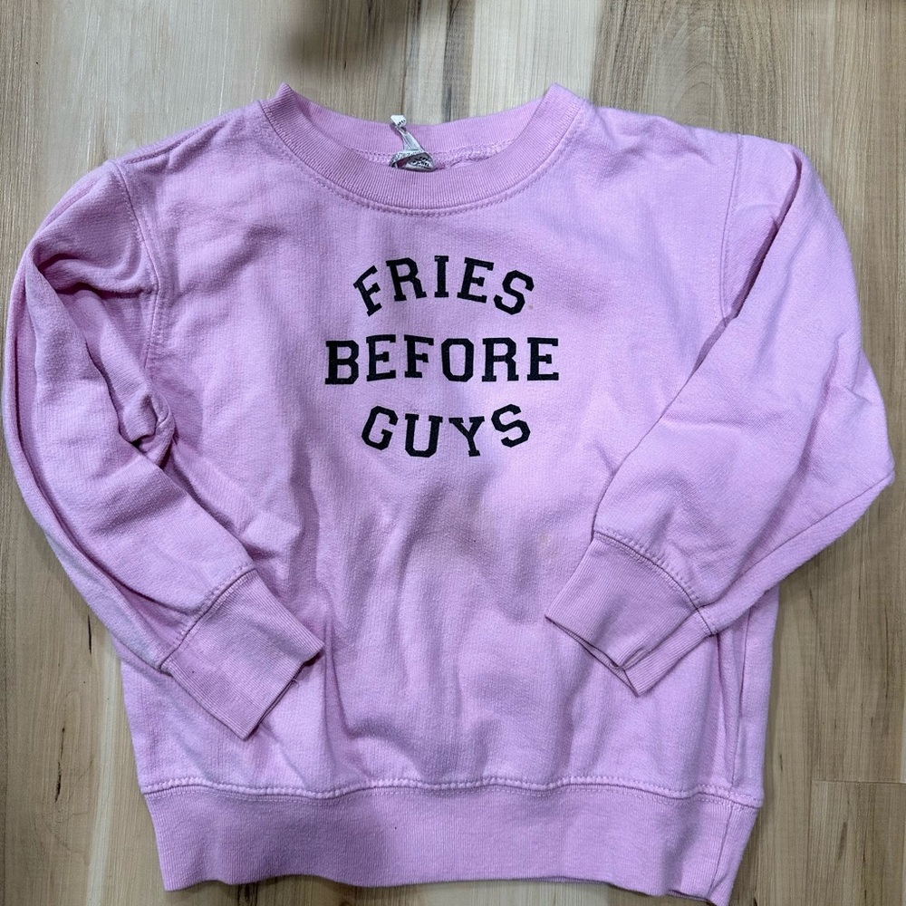 TWE Pink Crewneck Sweater Fries Before Guys